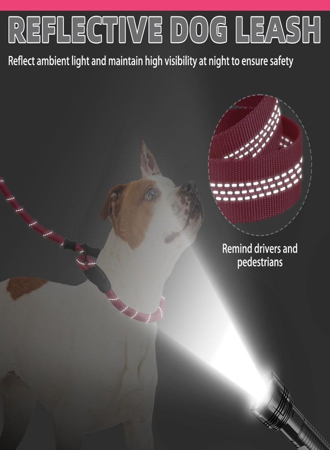 كولتيل طوق ومقود للكلاب من كولتيل مزود بمقابض مزدوجة مبطنة، مقود تدريب متين بطول 6 أقدام يمنع الشد، طوق ومقود عاكس قابل للإزالة متعدد الاستخدامات للحيوانات الأليفة مصنوع من حبل مطاطي وطوق للكلاب متوسطة وكبيرة الحجم، لون وردي - Image 5